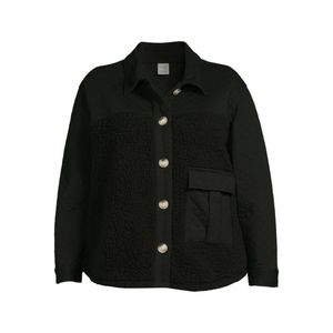 Terra & Sky Women's Plus Size Quilted Terry and Faux Sherpa